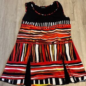 Initiatives Black Sleeveless Dress with Colorful Stripes